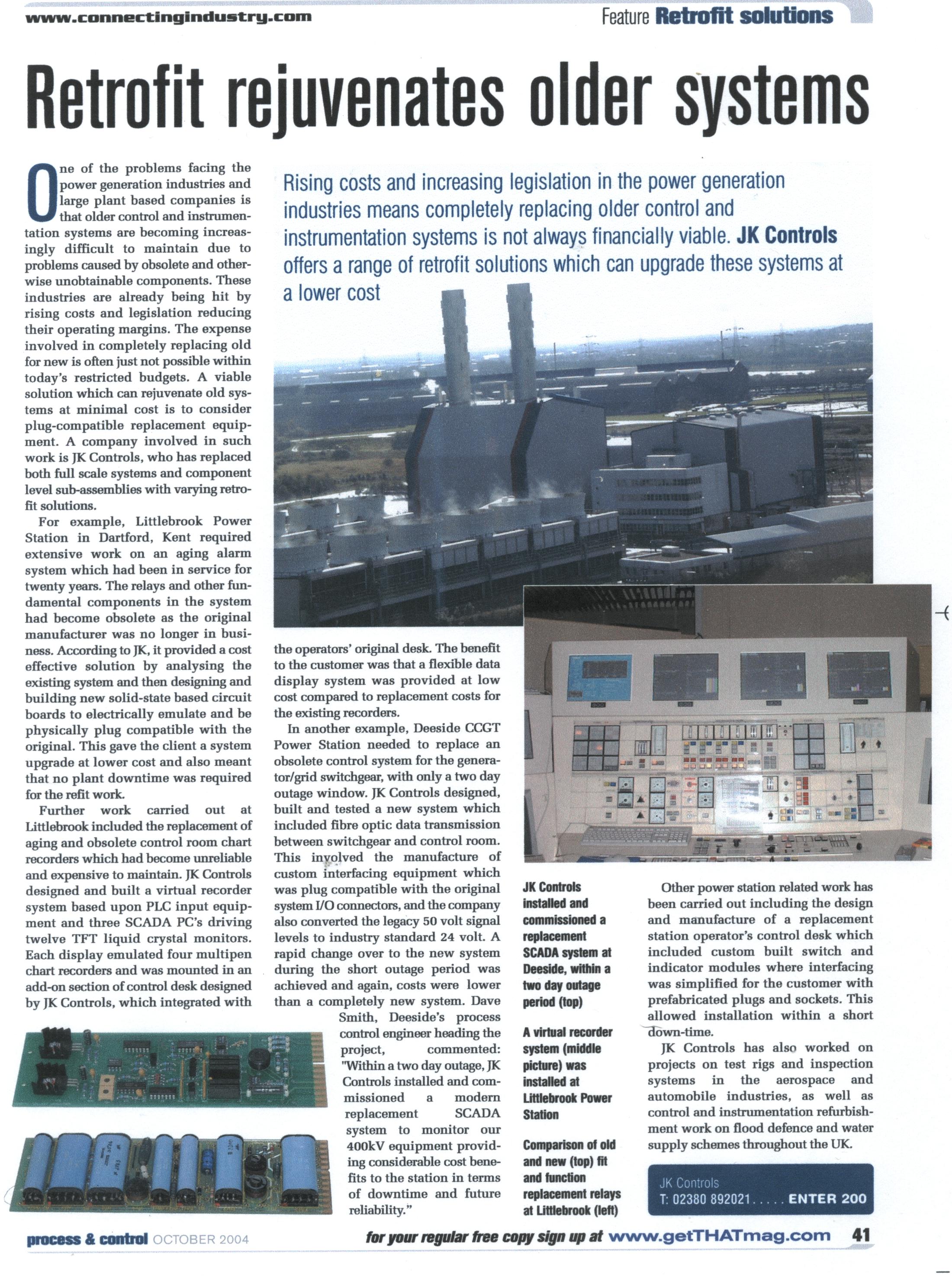 Process and Control magazine article on retrofit solutions. Click to return to previous page.
